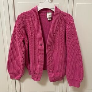 Hanna Andersson Cotton Hot Pink Girls Knit Sweater Button Down